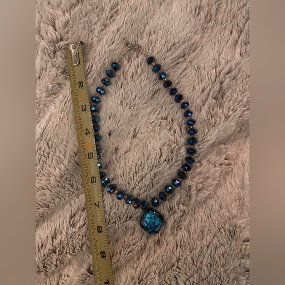 BEAUTIFUL HANDMADE BLUE SAPPHIRE COSTUME JEWELRY NECKLACE   EXCELLENT CONDITION - Picture 5 of 5